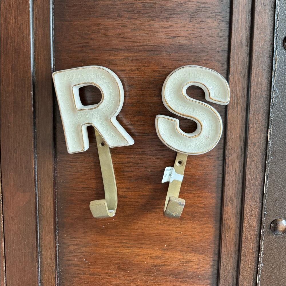 Anthropologie Gold and White Wall Hooks
